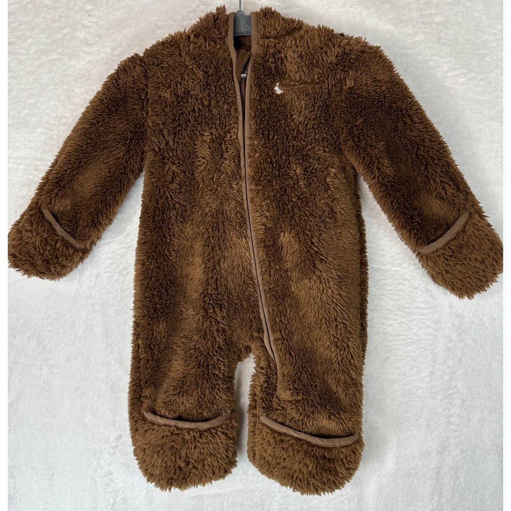 Nike Sherpa Fleece Hooded Bunting Unisex 3M Brown Zippered Plush Coverall